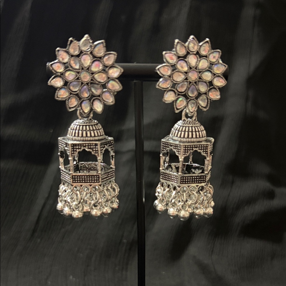 Elegant Silver Jhumka Earrings